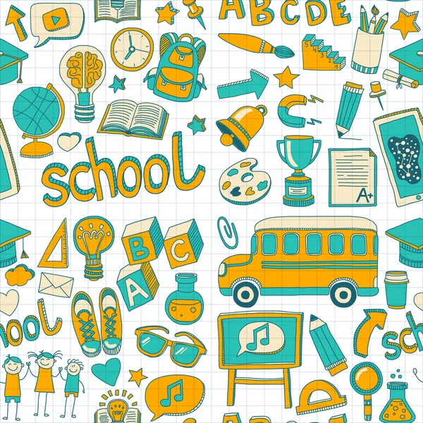 Διάνυσμα doodle σετ με σχολικά είδη — Διανυσματικό Αρχείο