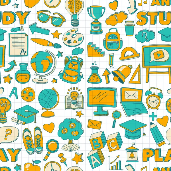 Vektör okul öğeleri kümesiyle doodle