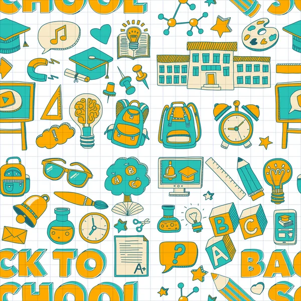 Vektör okul öğeleri kümesiyle doodle