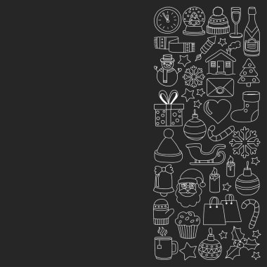 Doodle vektör simgeler neşeli Noel ve mutlu yeni yıl