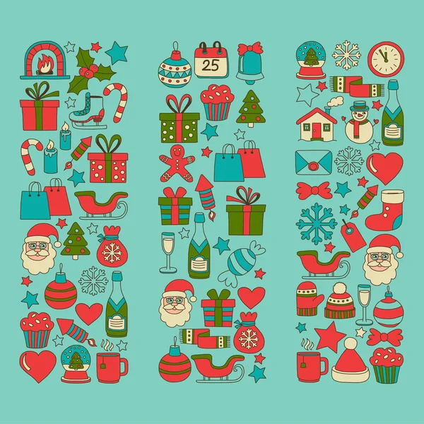 Doodle vektör simgeler neşeli Noel ve mutlu yeni yıl