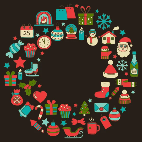 Doodle vektör simgeler neşeli Noel ve mutlu yeni yıl