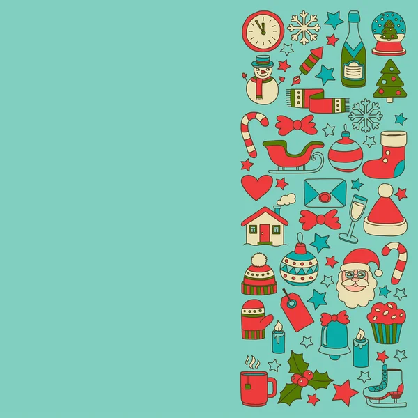 Doodle vektör simgeler neşeli Noel ve mutlu yeni yıl