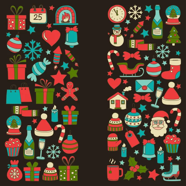 Doodle icônes vectorielles Joyeux Noël et bonne année — Image vectorielle