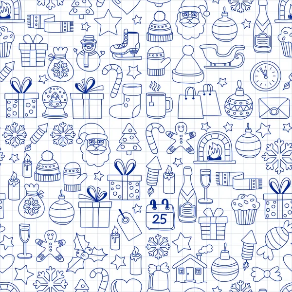 Doodle vektör simgeler neşeli Noel ve mutlu yeni yıl