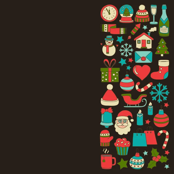Doodle vector icons Merry christmas and happy new year — Stock Vector