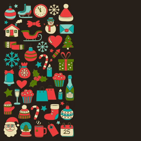 Doodle vektör simgeler neşeli Noel ve mutlu yeni yıl