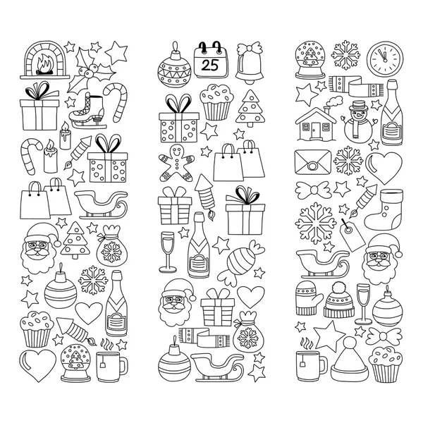 Doodle vektör simgeler neşeli Noel ve mutlu yeni yıl