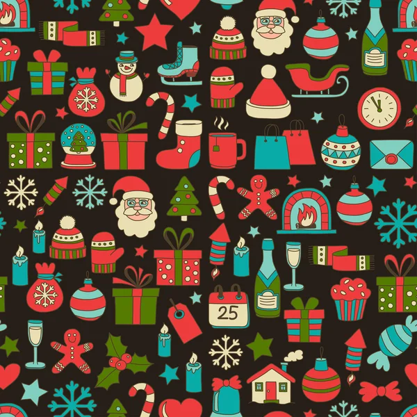 Doodle vektör simgeler neşeli Noel ve mutlu yeni yıl