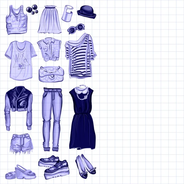 Vektör moda ve parfüm öğelerle dijital suluboya ayarla.