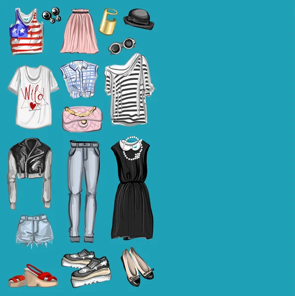 Vektör moda ve parfüm öğelerle dijital suluboya ayarla.