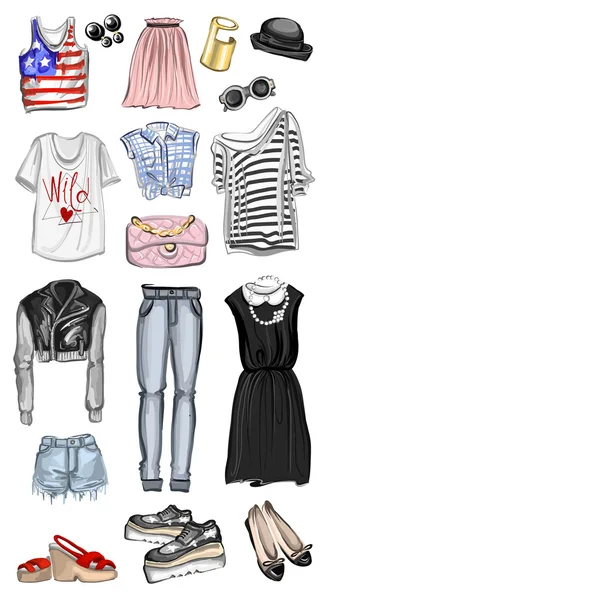 Vektör moda ve parfüm öğelerle dijital suluboya ayarla.