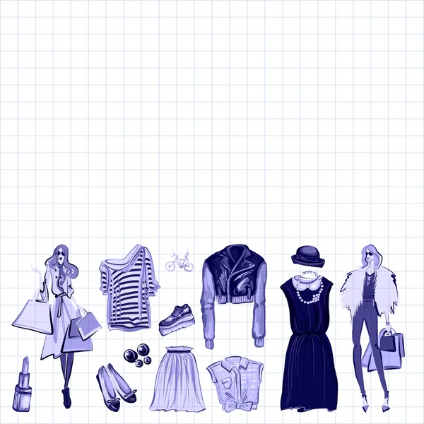 Vektör moda ve parfüm öğelerle dijital suluboya ayarla.