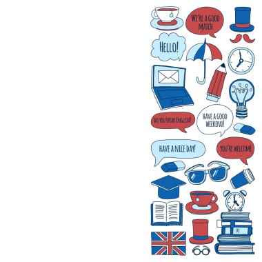 Vektör doodle desenleri İngilizce kursları Dil Okulu