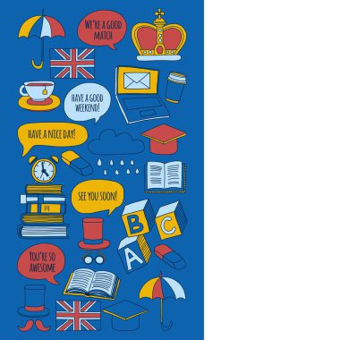 Vektör doodle desenleri İngilizce kursları Dil Okulu