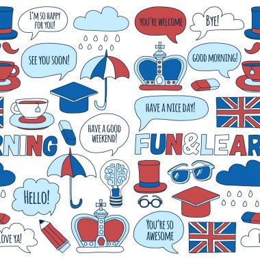 Vektör doodle desenleri İngilizce kursları Dil Okulu