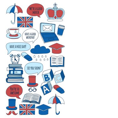 Vektör doodle desenleri İngilizce kursları Dil Okulu