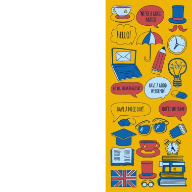 Vektör doodle desenleri İngilizce kursları Dil Okulu