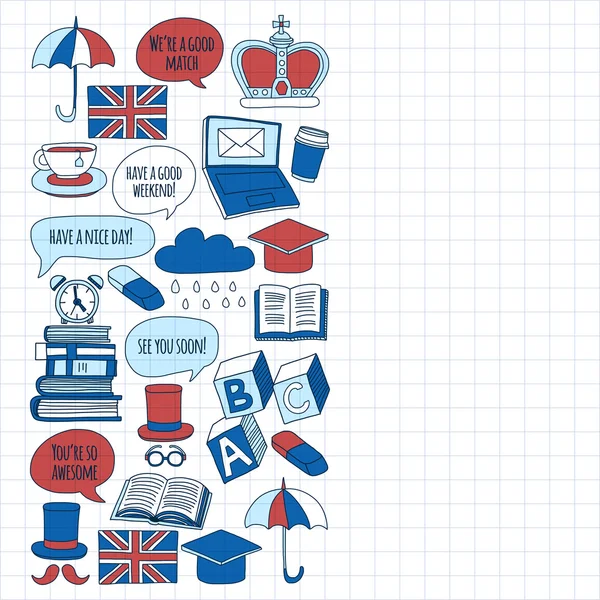 Vektör doodle desenleri İngilizce kursları Dil Okulu