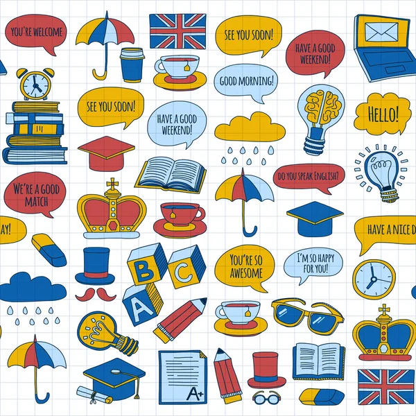 Vektör doodle desenleri İngilizce kursları Dil Okulu