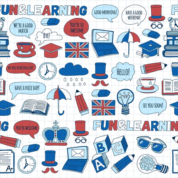 Vektör doodle desenleri İngilizce kursları Dil Okulu