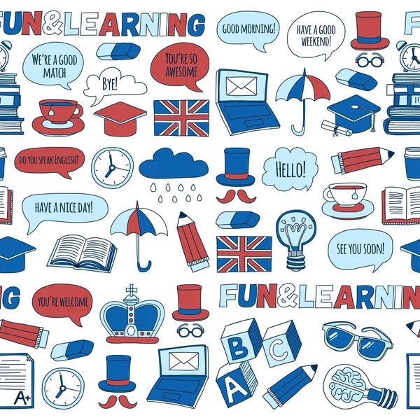 Vektör doodle desenleri İngilizce kursları Dil Okulu