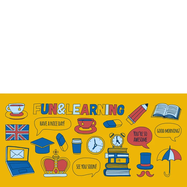 Vektör doodle desenleri İngilizce kursları Dil Okulu