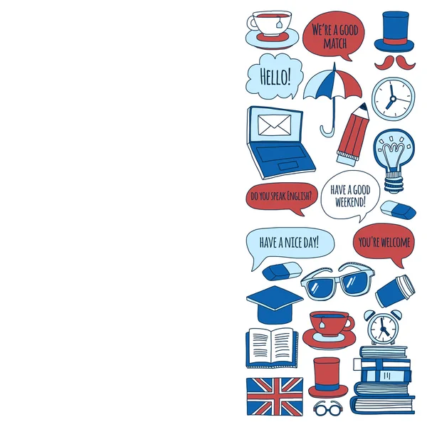 Vektör doodle desenleri İngilizce kursları Dil Okulu