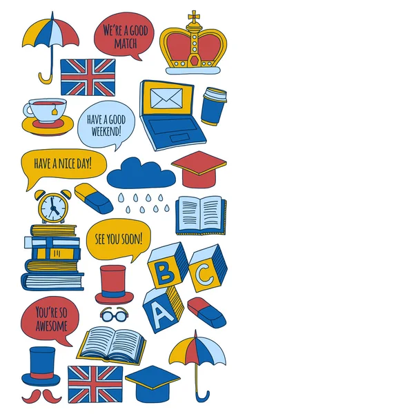 Vektör doodle desenleri İngilizce kursları Dil Okulu