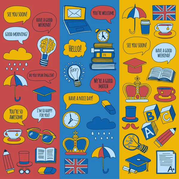 Vektör doodle desenleri İngilizce kursları Dil Okulu