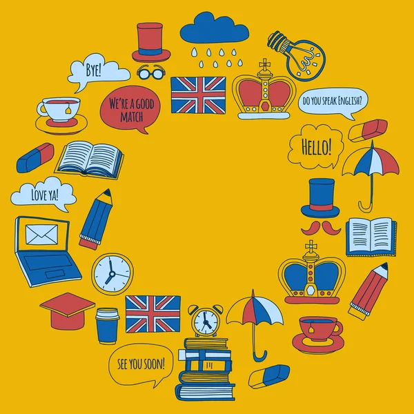 Vektör doodle desenleri İngilizce kursları Dil Okulu