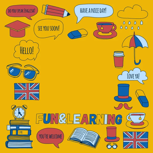 Vektör doodle desenleri İngilizce kursları Dil Okulu