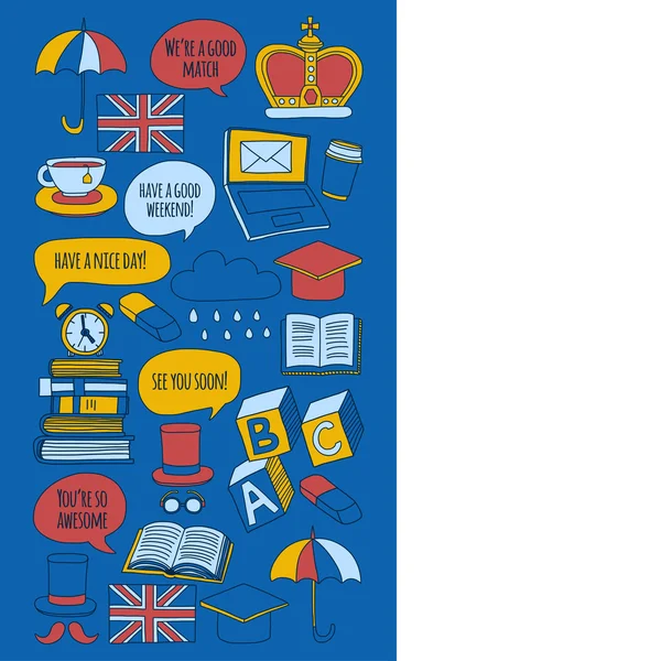 Vektör doodle desenleri İngilizce kursları Dil Okulu