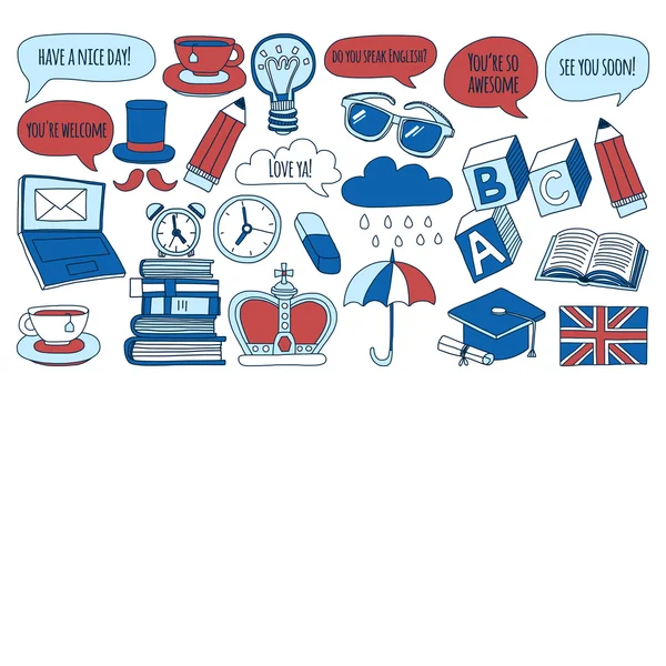 Vektör doodle desenleri İngilizce kursları Dil Okulu