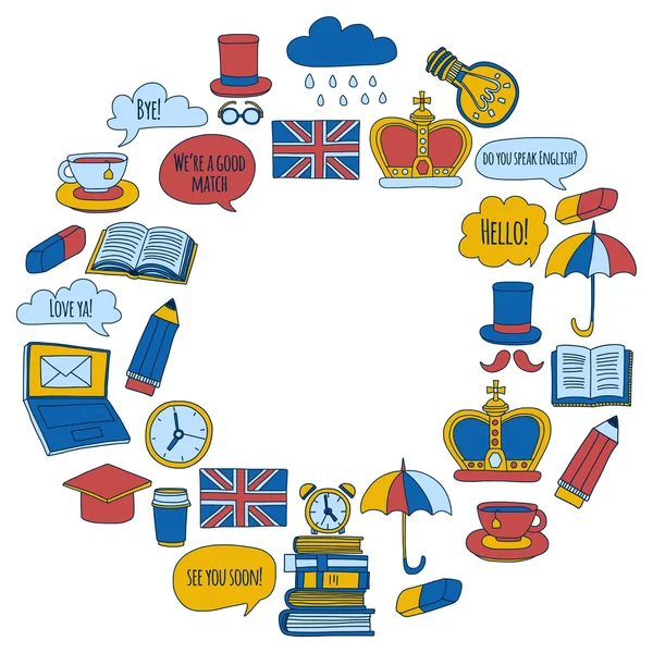 Vektör doodle desenleri İngilizce kursları Dil Okulu