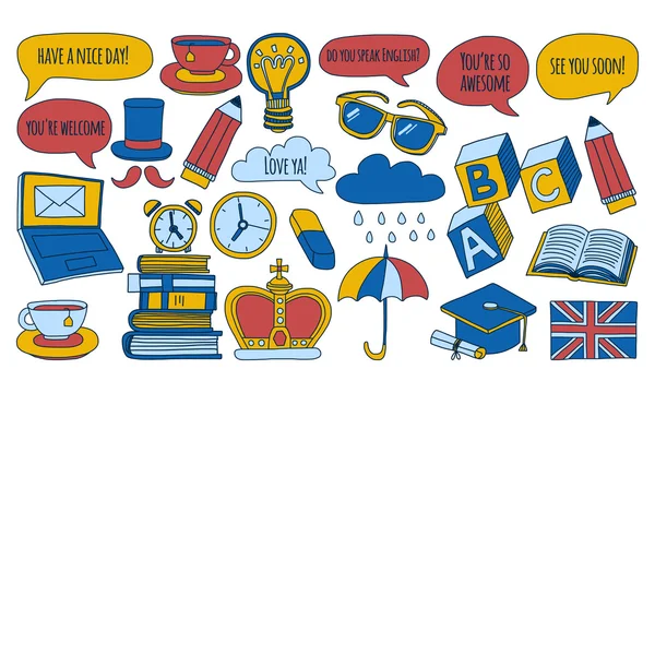 Vektör doodle desenleri İngilizce kursları Dil Okulu