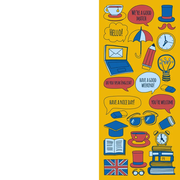 Language school doodle icons on blackboard Stock Vector Image by ©Helen ...