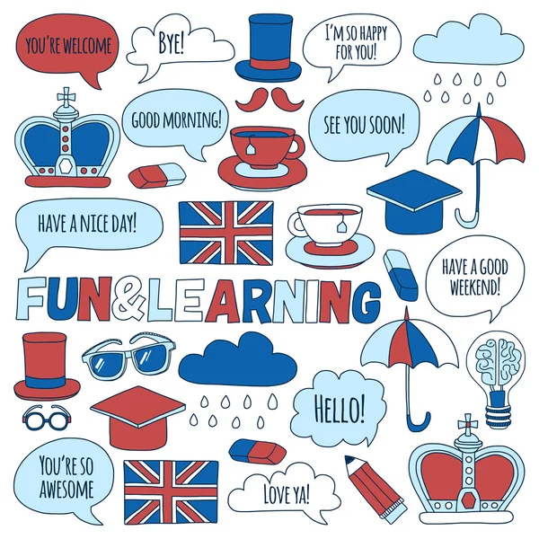 Vektör doodle desenleri İngilizce kursları Dil Okulu