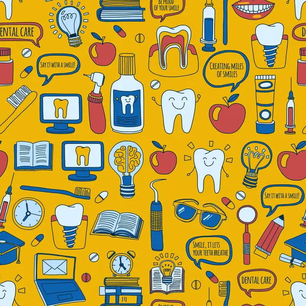 Diş Hekimliği vektör doodle simgeler çocuk diş bakımı kümesi