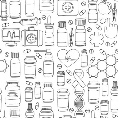 Eczacılık ve tıp vektör resimler doodle