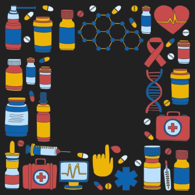 Eczacılık ve tıp vektör resimler doodle