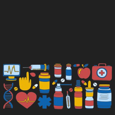 Eczacılık ve tıp vektör resimler doodle