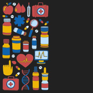 Eczacılık ve tıp vektör resimler doodle