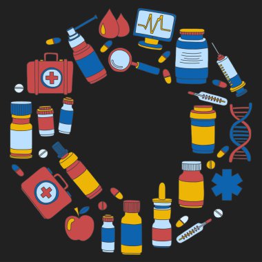 Eczacılık ve tıp vektör resimler doodle