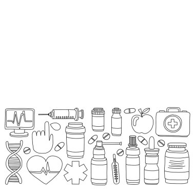 Eczacılık ve tıp vektör resimler doodle