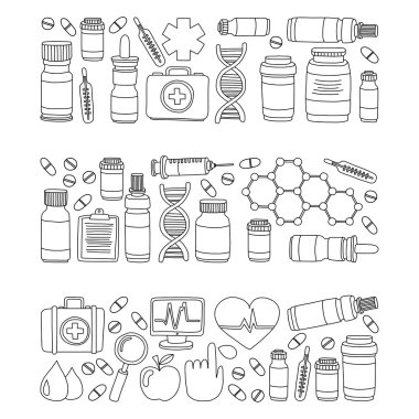 Eczacılık ve tıp vektör resimler doodle