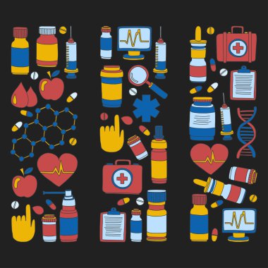 Eczacılık ve tıp vektör resimler doodle