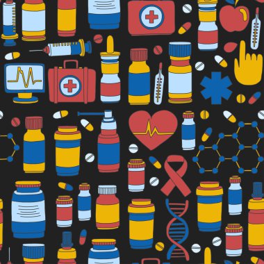 Eczacılık ve tıp vektör resimler doodle