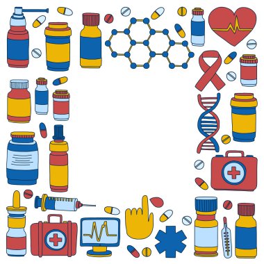 Eczacılık ve tıp vektör resimler doodle