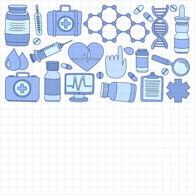Eczacılık ve tıp vektör resimler doodle